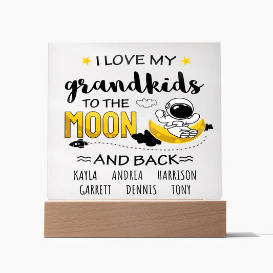 Grandparent Gift - Moon And Back Personalized Acrylic  Plaque