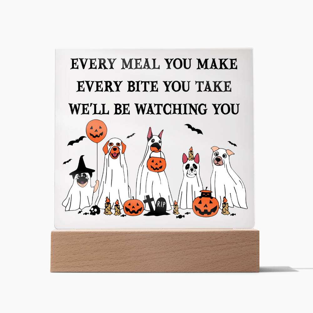 Halloween Gift - Watching You - Acrylic Square Plaque with Available Night Light