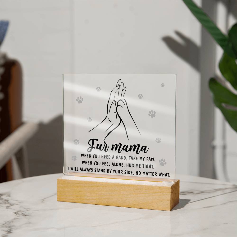 Fur Mama Gift - Take My Paw - Acrylic Square Plaque