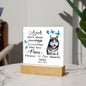Black White Blue Eye Husky Memorial Square Acrylic Sign Plaque