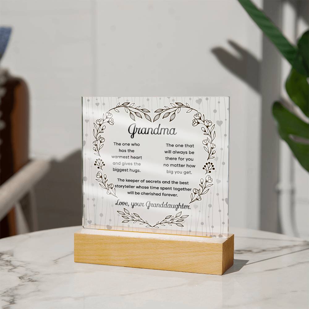 Grandma From Granddaughter -Cherished Forever Acrylic  Plaque