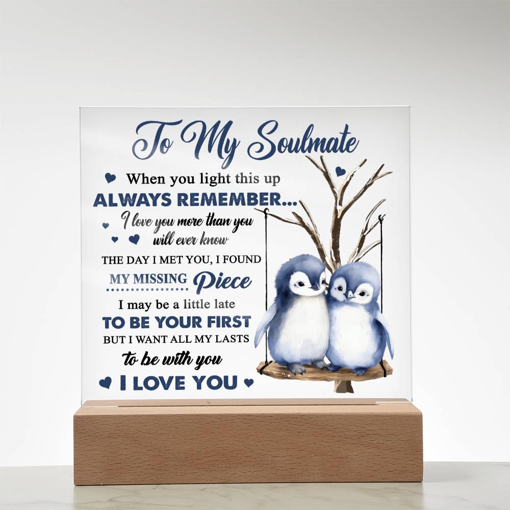 Soulmate Gift - Love You More - Square Acrylic Plaque