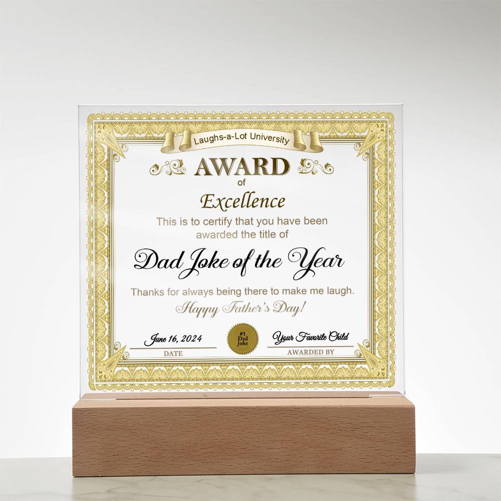 Dad Gift-Award of Excellence-Square Acrylic Plaque