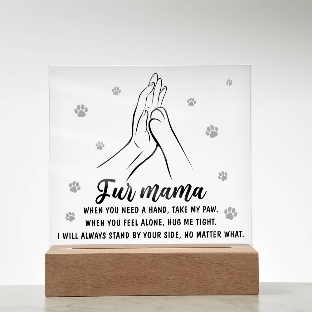 Fur Mama Gift - Take My Paw - Acrylic Square Plaque