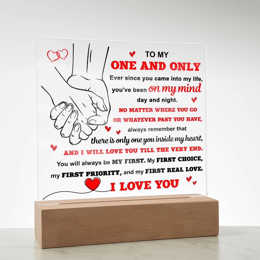 Soulmate - To My One and Only - LED Acrylic Plaque Table Top Display