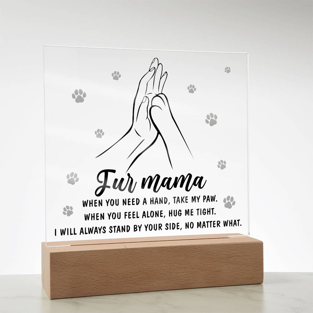 Fur Mama Gift - Take My Paw - Acrylic Square Plaque