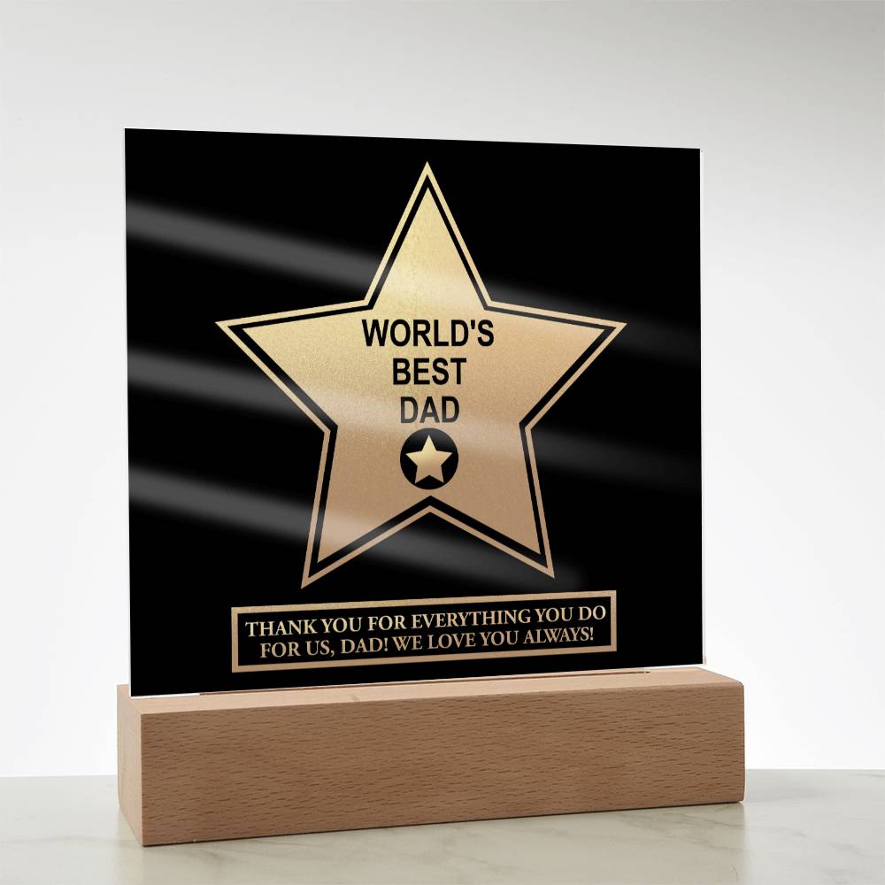 Dad Gift-Worlds Best Dad-Square Acrylic Plaque