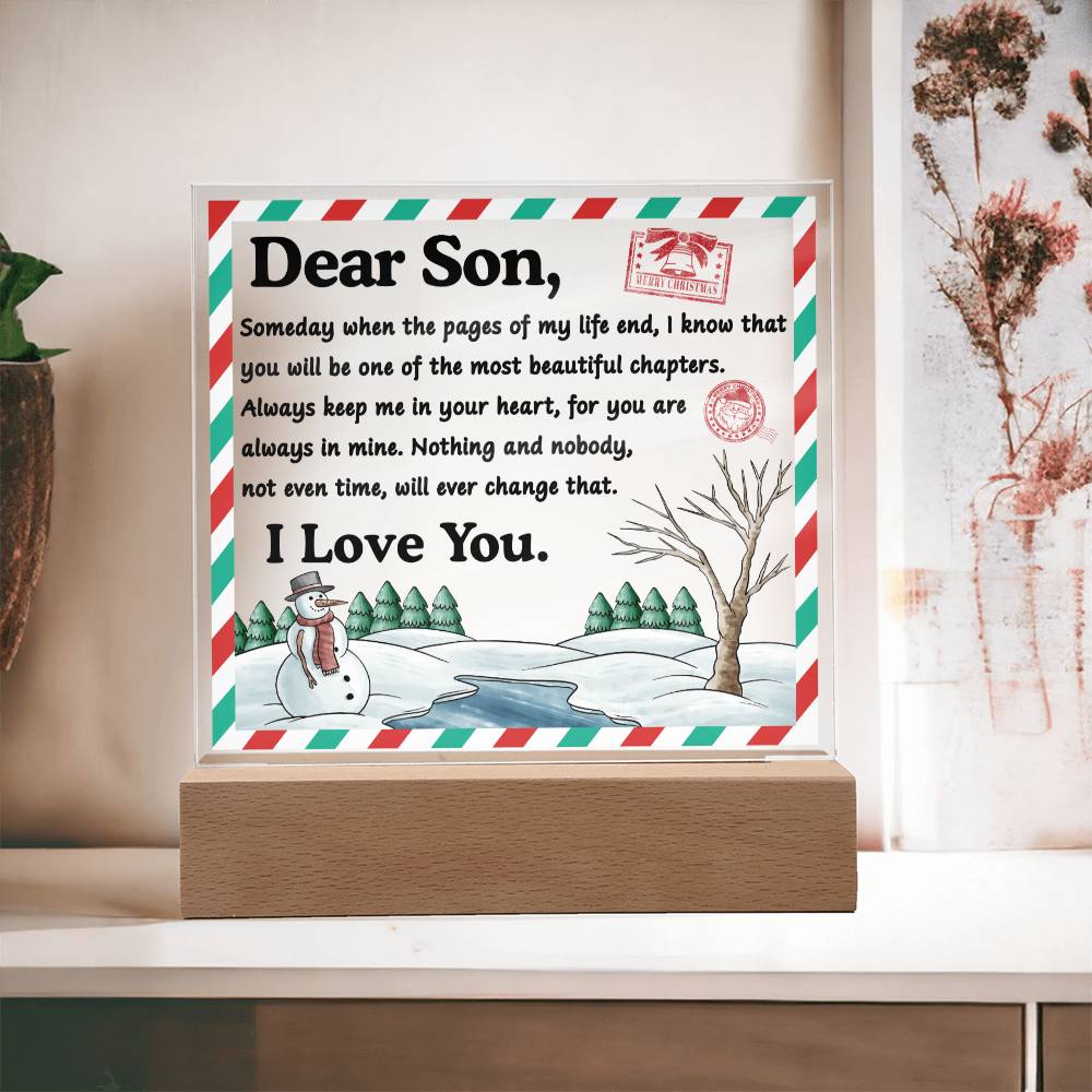 Gift For Son - Acrylic Square Plaque with Available LED Night Light - Beautiful Chapters