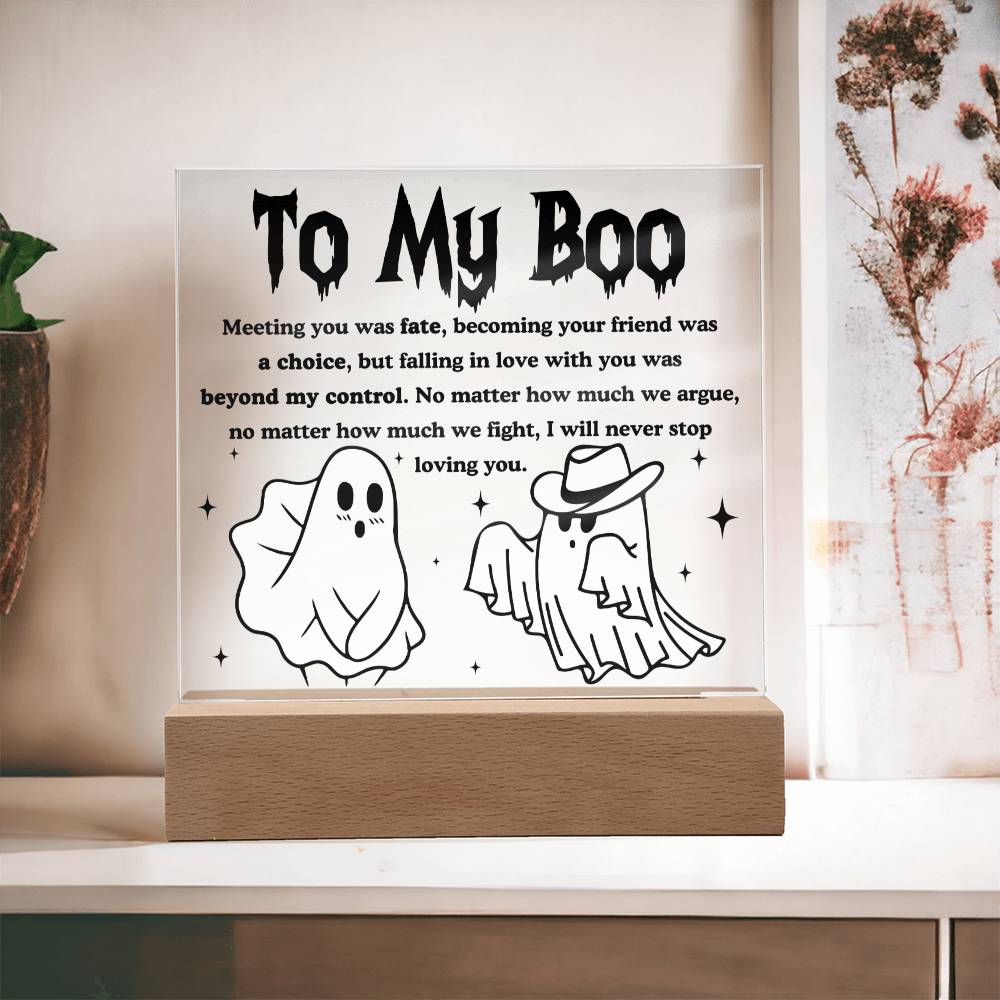 Soulmate Halloween Gift - My Boo - Acrylic Square Plaque with Available Night Light