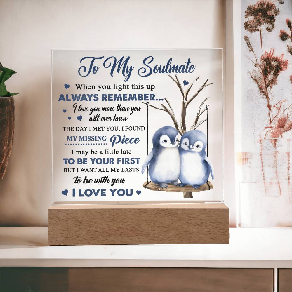 Soulmate Gift - Love You More - Square Acrylic Plaque