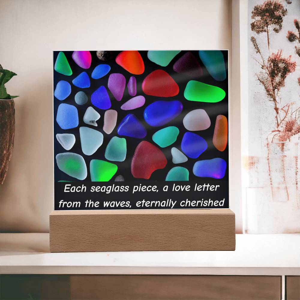 Sea Glass Love Letter Acrylic Plaque Table Top Display