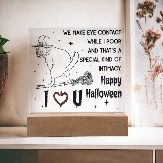 Halloween Gift - Eye Contact - Acrylic Square Plaque with Available Night Light