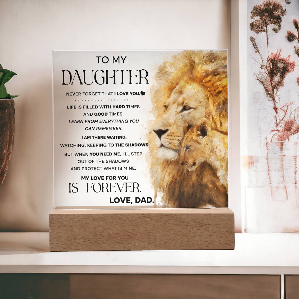 To My Daughter Gift - Acrylic Square Plaque with Available LED Night Light - Shadows