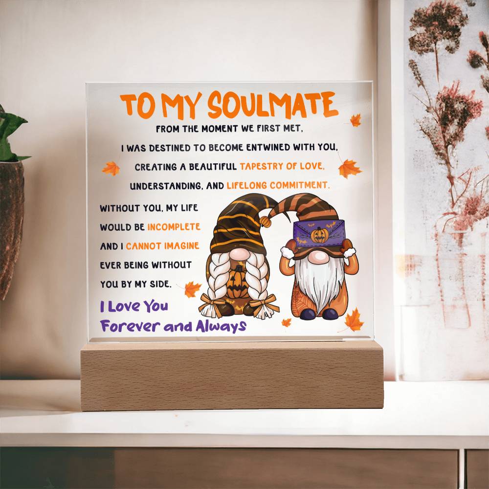 Soulmate Halloween Gift - First Met- Acrylic Square Plaque with Available Night Light