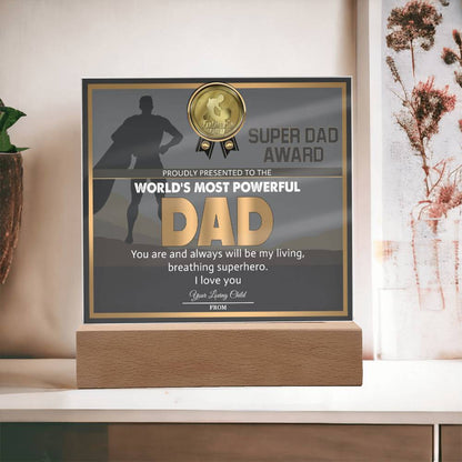 Dad Gift-Super Dad Award-Square Acrylic Plaque