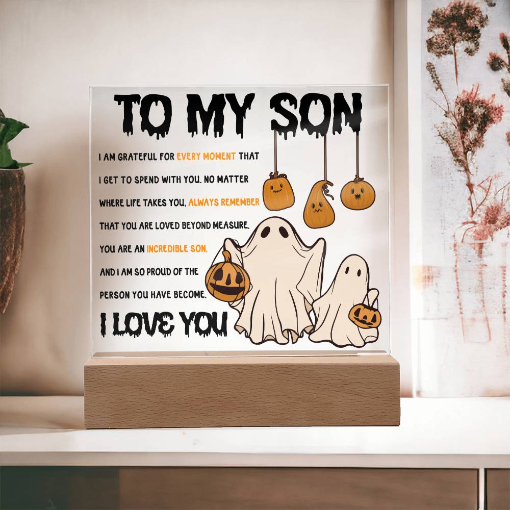 Son Halloween Gift - Incredible Son - Acrylic Square Plaque with Available Night Light