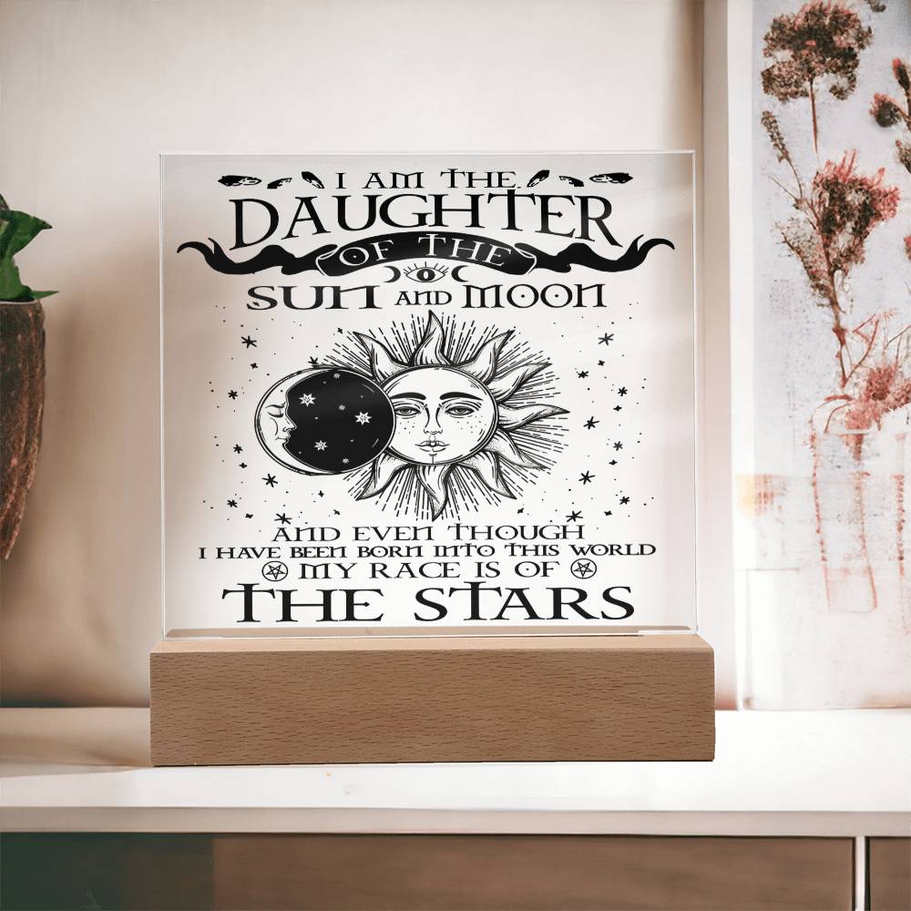 Halloween Gift For Daughter - Sun and Moon - Acrylic Square Plaque with Available LED Night Light