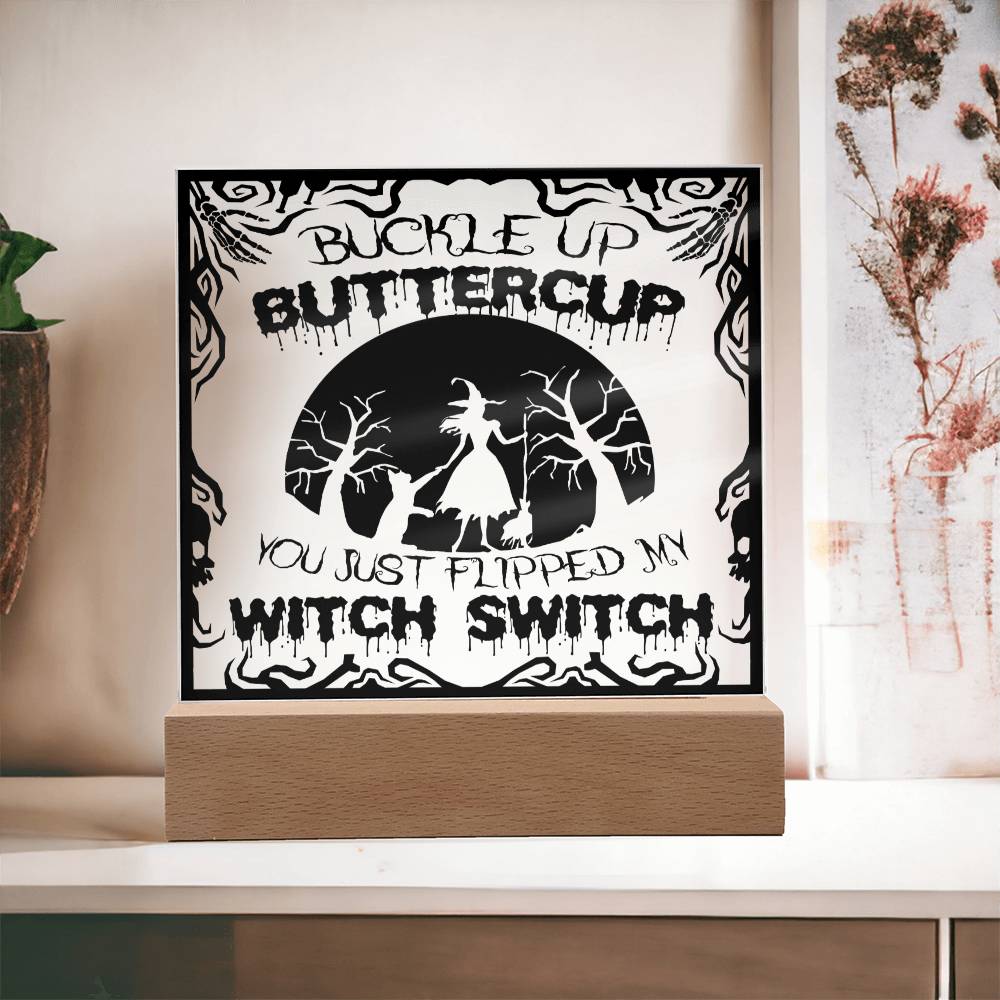 Halloween Gift - Buttercup - Acrylic Square Plaque with Available LED Night Light