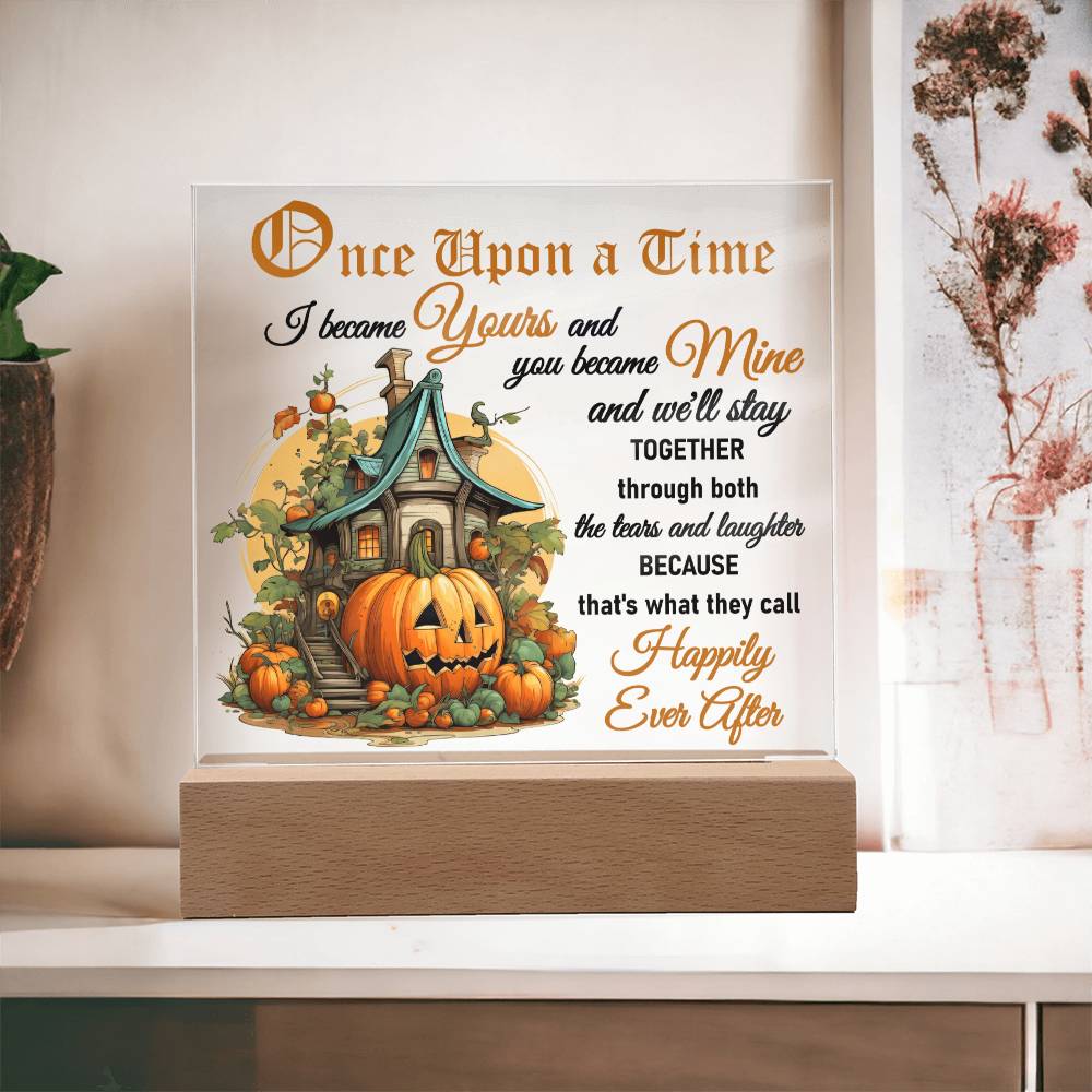 Soulmate Halloween Gift - Tears and Laughter - Acrylic Square Plaque with Available LED Night Light