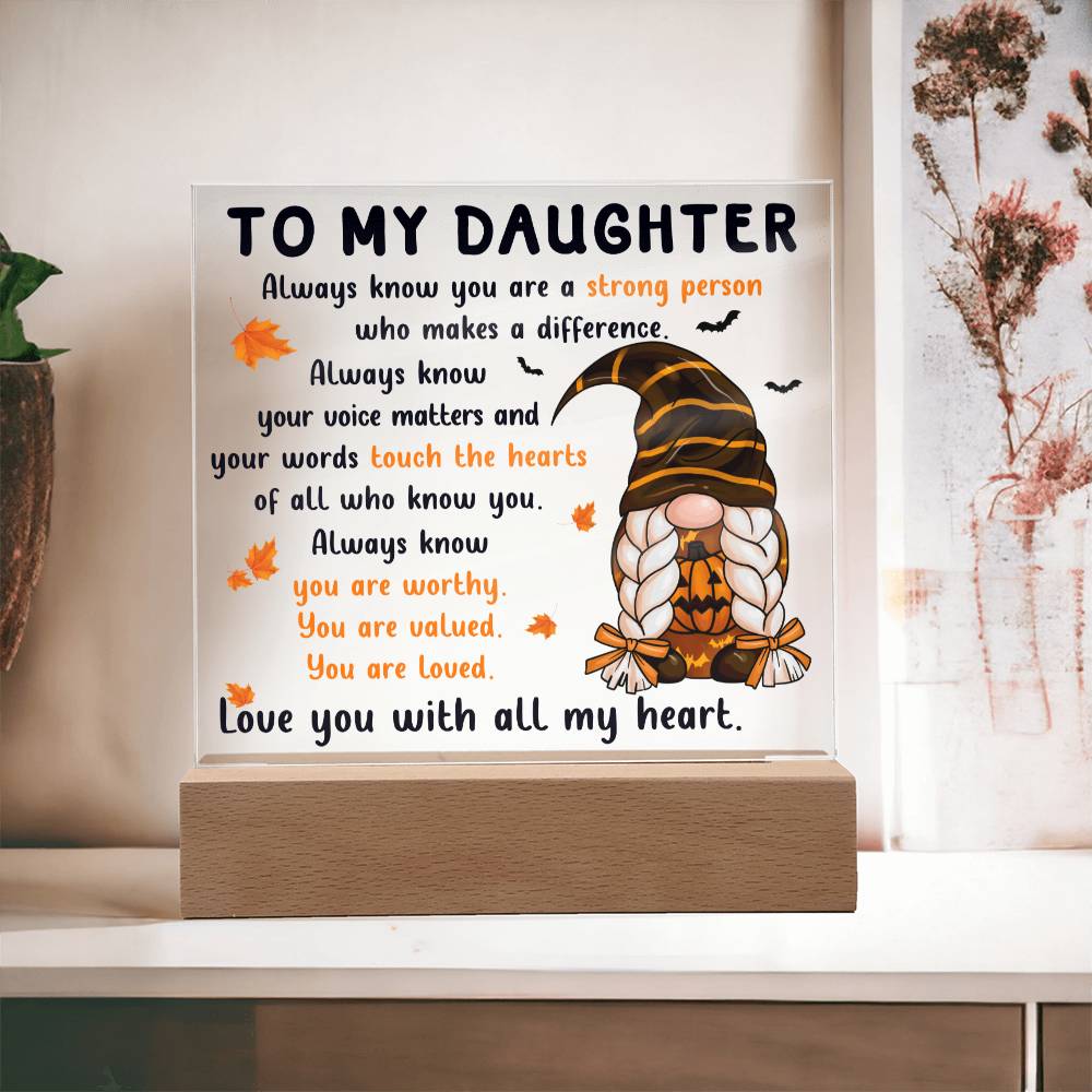 Halloween Gift For Daughter - Touch The Hearts - Acrylic Square Plaque with Available LED Night Light