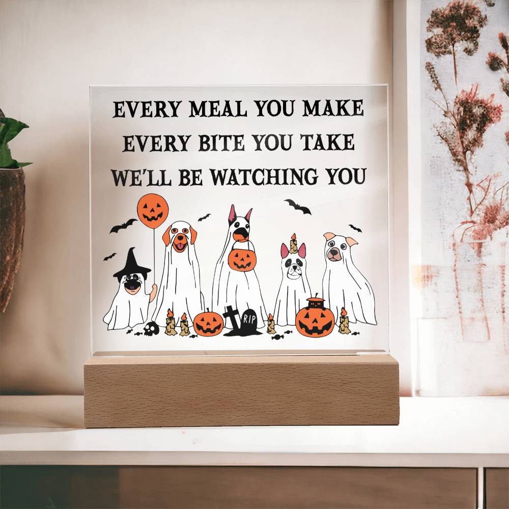 Halloween Gift - Watching You - Acrylic Square Plaque with Available Night Light