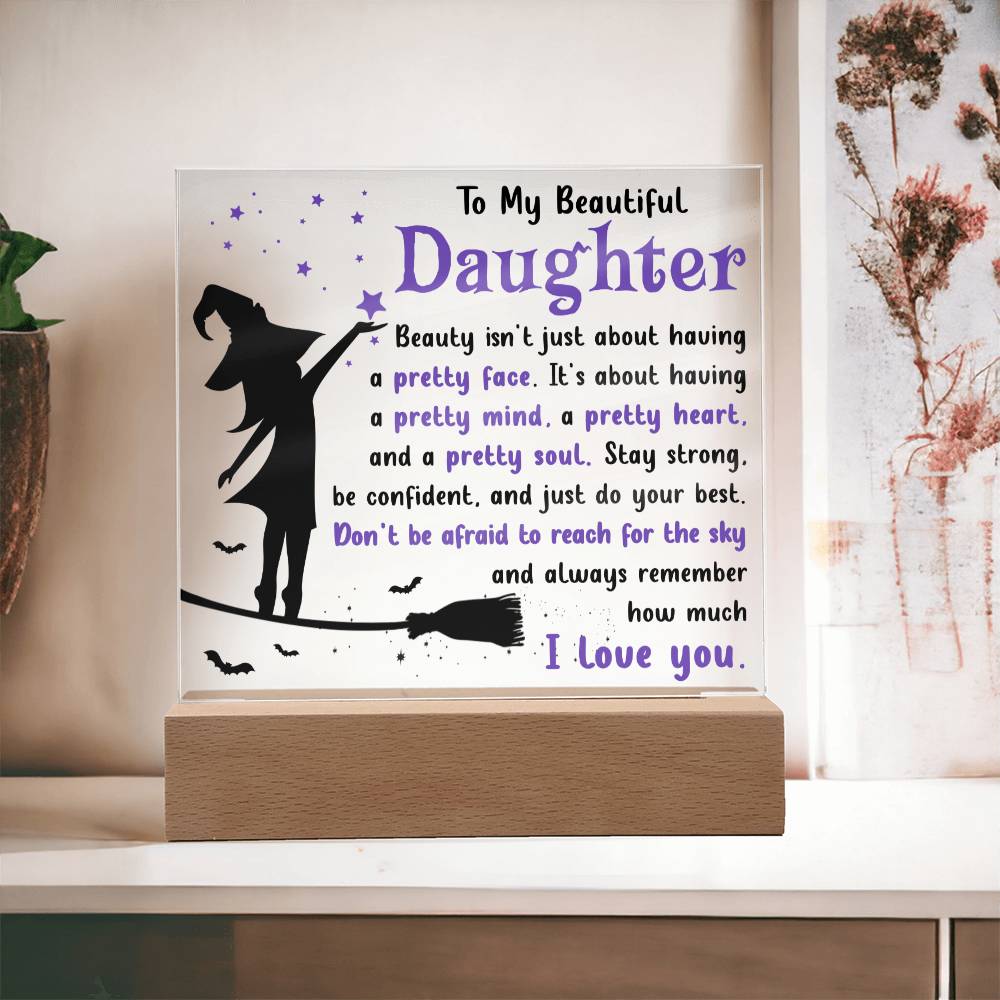 Halloween Gift For Daughter - Pretty Soul - Acrylic Square Plaque with Available LED Night Light