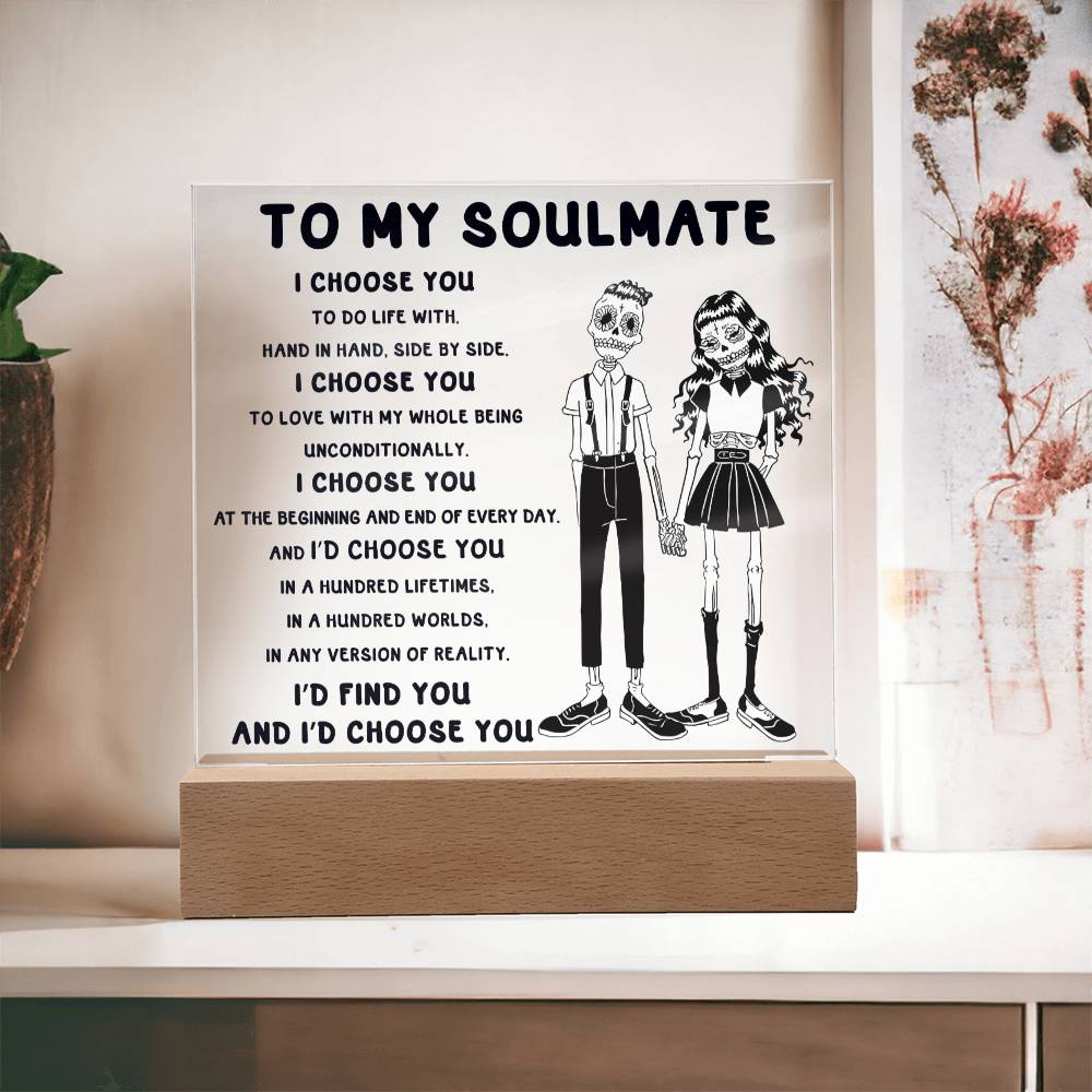 Soulmate Halloween Gift - Hundred Lifetimes - Acrylic Square Plaque with Available Night Light