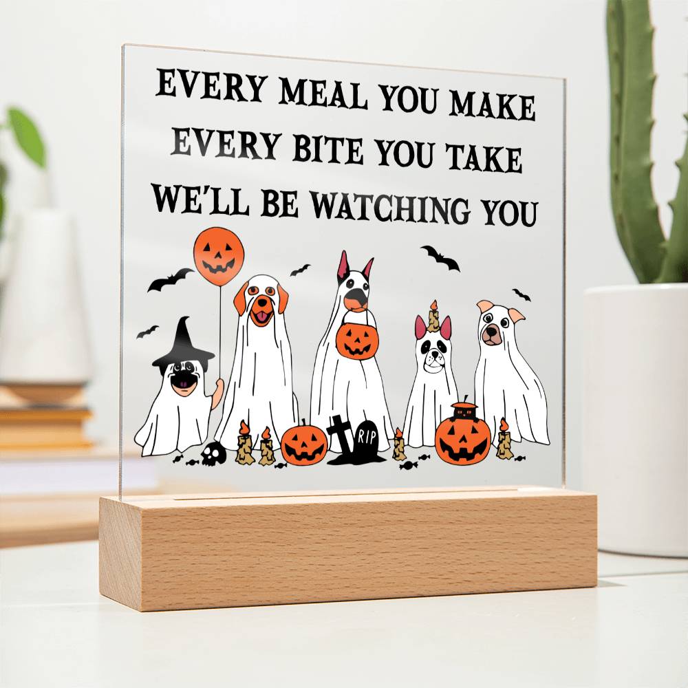 Halloween Gift - Watching You - Acrylic Square Plaque with Available Night Light