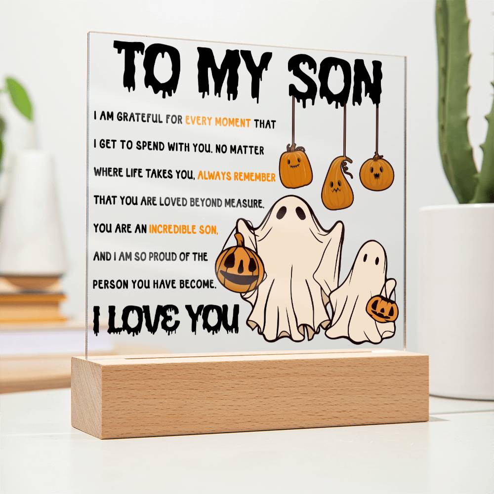 Son Halloween Gift - Incredible Son - Acrylic Square Plaque with Available Night Light