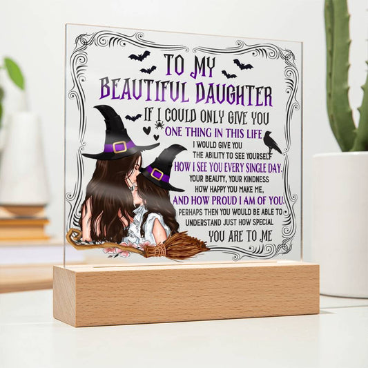 Halloween Gift For Daughter - How Special - Acrylic Square Plaque with Available LED Night Light