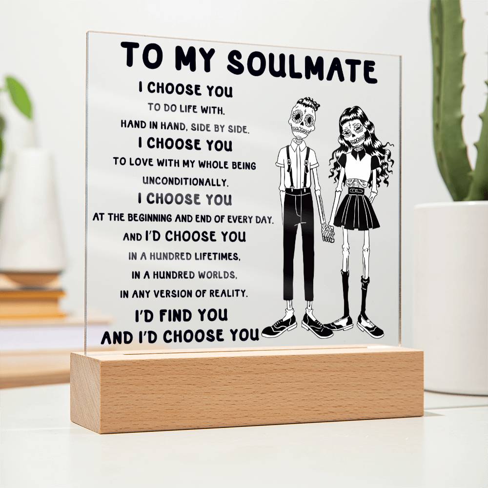 Soulmate Halloween Gift - Hundred Lifetimes - Acrylic Square Plaque with Available Night Light