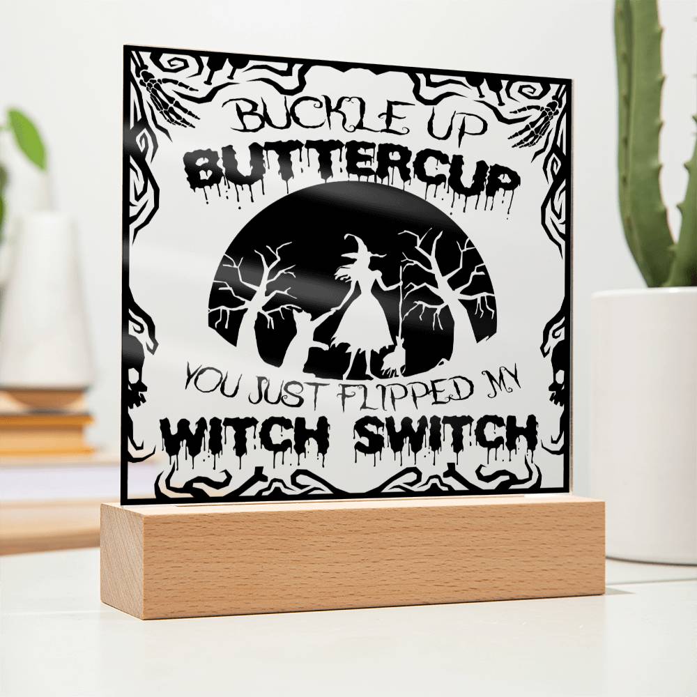 Halloween Gift - Buttercup - Acrylic Square Plaque with Available LED Night Light