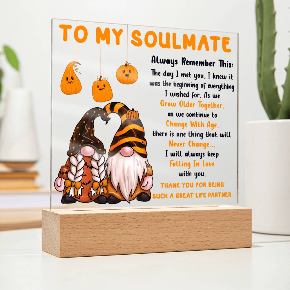 Soulmate Halloween Gift - Grow Older Together- Acrylic Square Plaque with Available Night Light