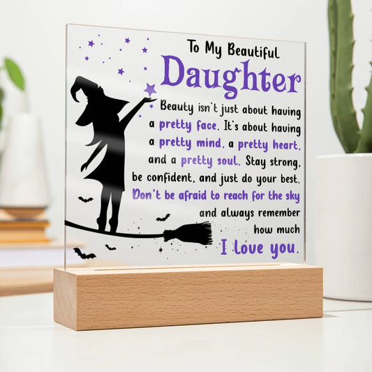 Halloween Gift For Daughter - Pretty Soul - Acrylic Square Plaque with Available LED Night Light