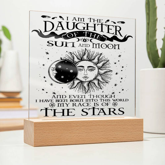 Halloween Gift For Daughter - Sun and Moon - Acrylic Square Plaque with Available LED Night Light