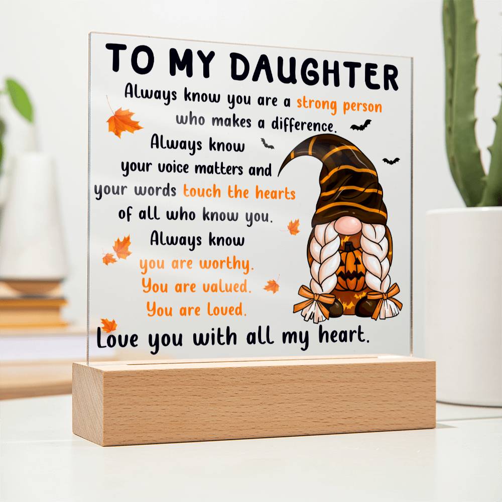 Halloween Gift For Daughter - Touch The Hearts - Acrylic Square Plaque with Available LED Night Light