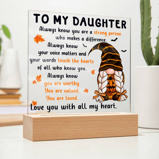 Halloween Gift For Daughter - Touch The Hearts - Acrylic Square Plaque with Available LED Night Light