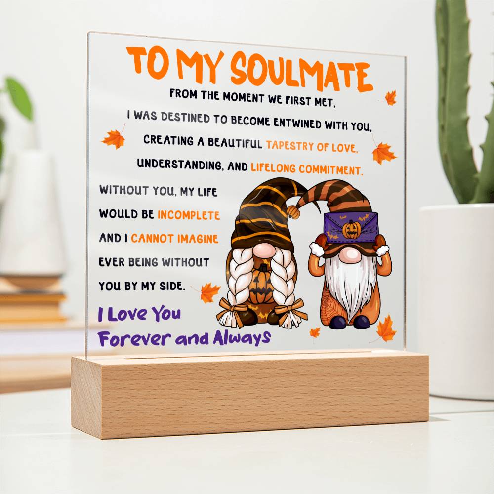 Soulmate Halloween Gift - First Met- Acrylic Square Plaque with Available Night Light