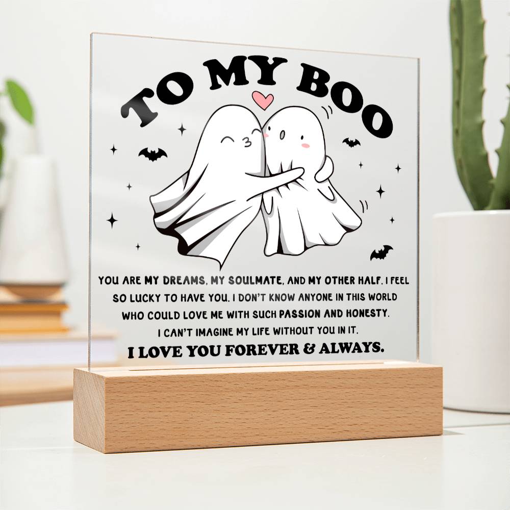 Soulmate Halloween Gift - My Other Half - Acrylic Square Plaque with Available Night Light