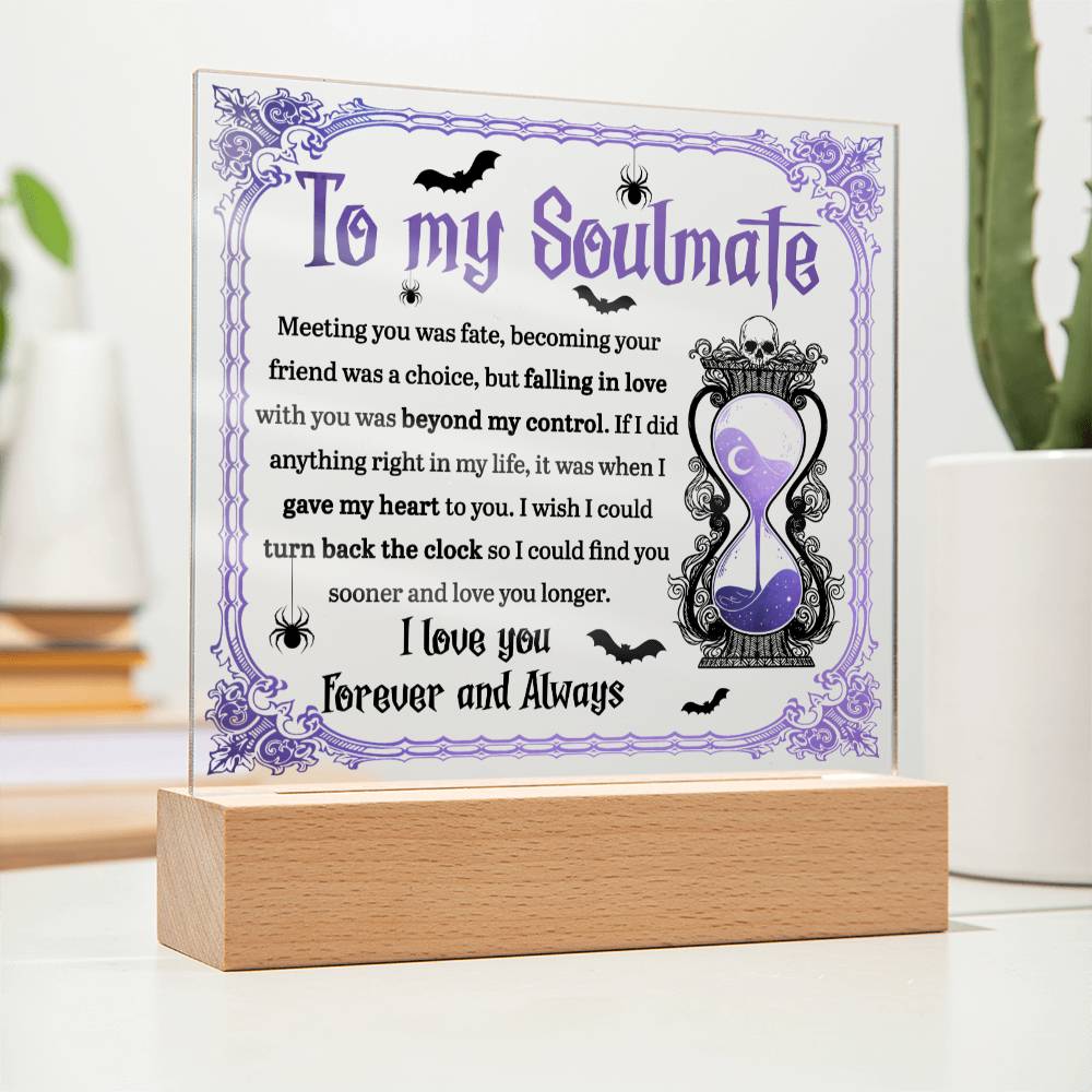 Soulmate Halloween Gift - Beyond Control - Acrylic Square Plaque with Available Night Light