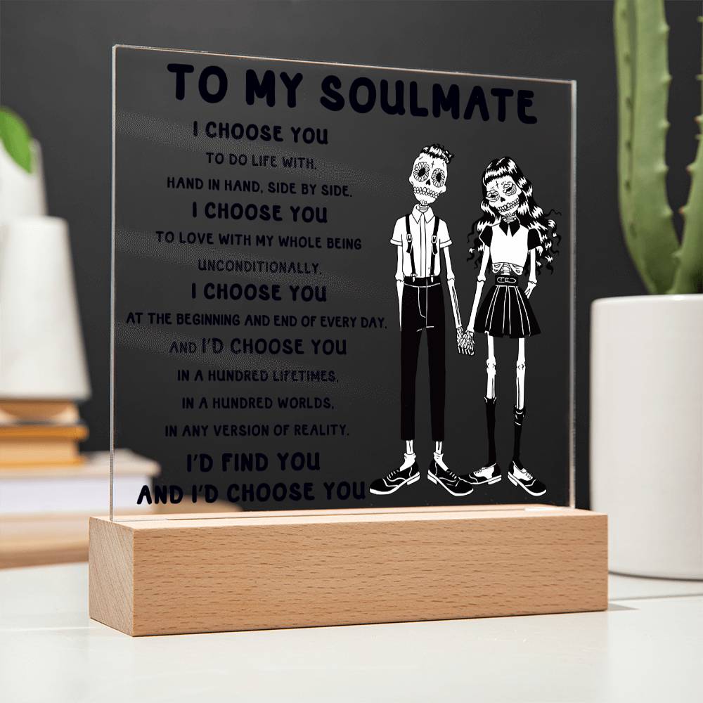 Soulmate Halloween Gift - Hundred Lifetimes - Acrylic Square Plaque with Available Night Light