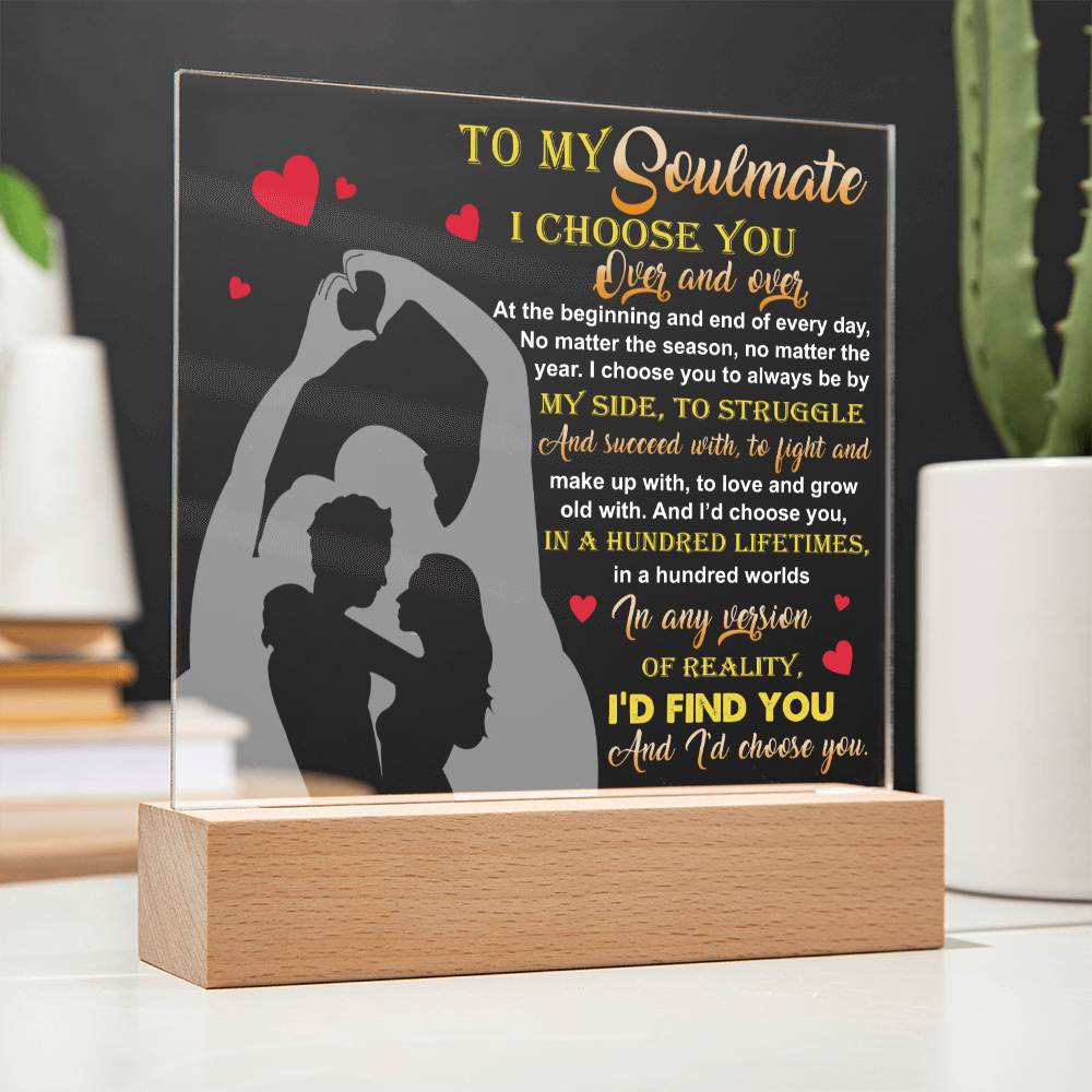 Soulmate Gift - By My Side - LED Acrylic Plaque Table Top Display