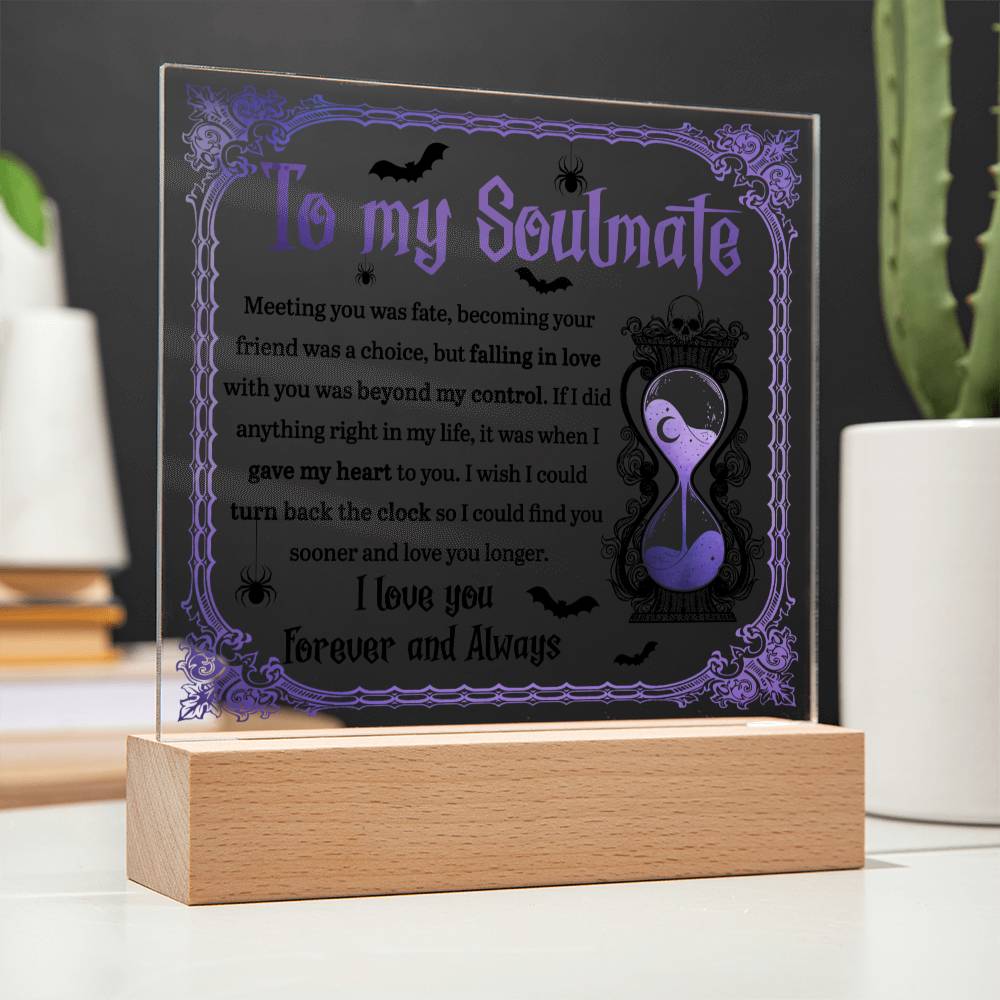 Soulmate Halloween Gift - Beyond Control - Acrylic Square Plaque with Available Night Light