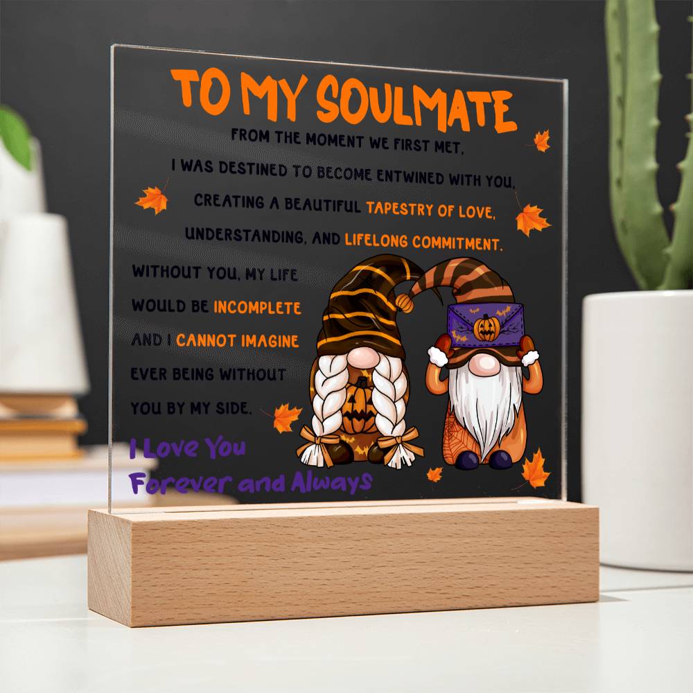 Soulmate Halloween Gift - First Met- Acrylic Square Plaque with Available Night Light