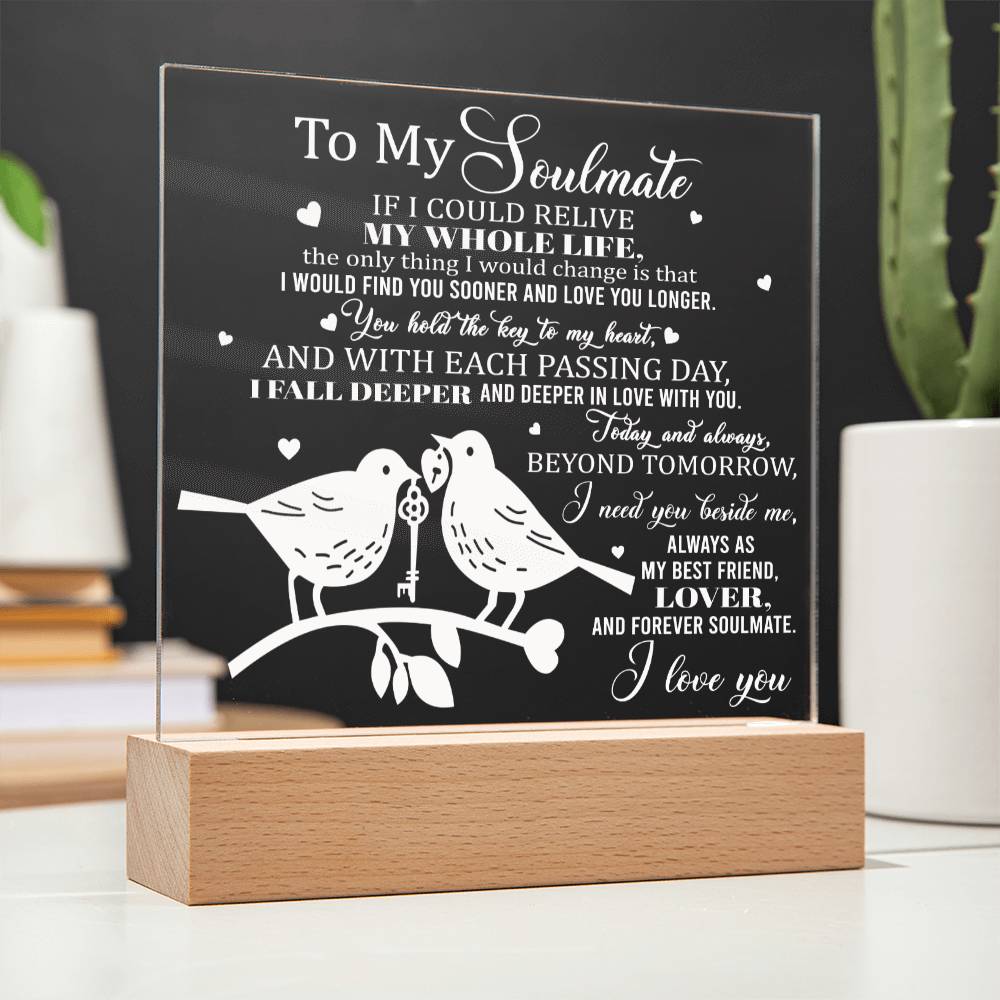 Soulmate Gift - Hold The Key - LED Acrylic Plaque Table Top Display