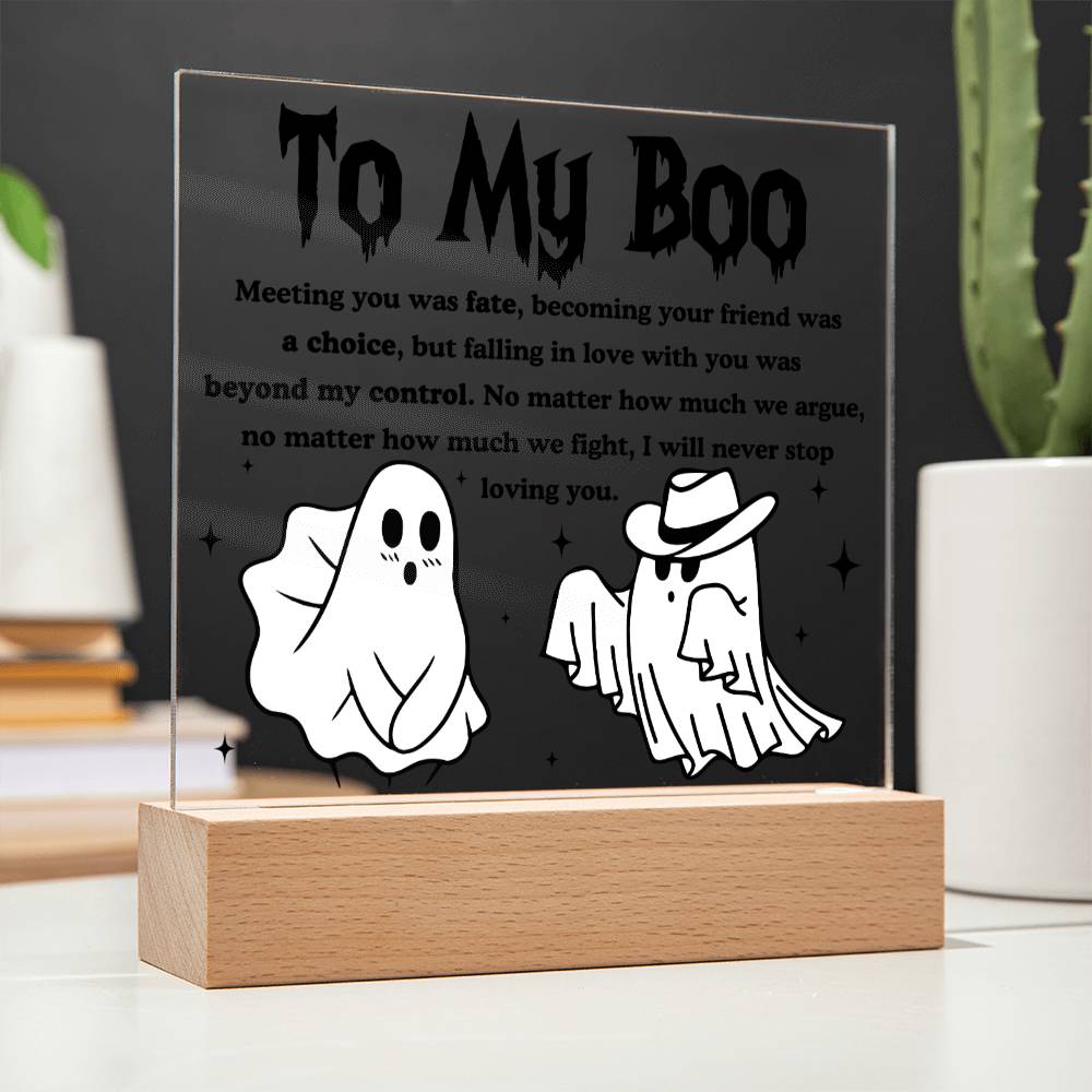 Soulmate Halloween Gift - My Boo - Acrylic Square Plaque with Available Night Light