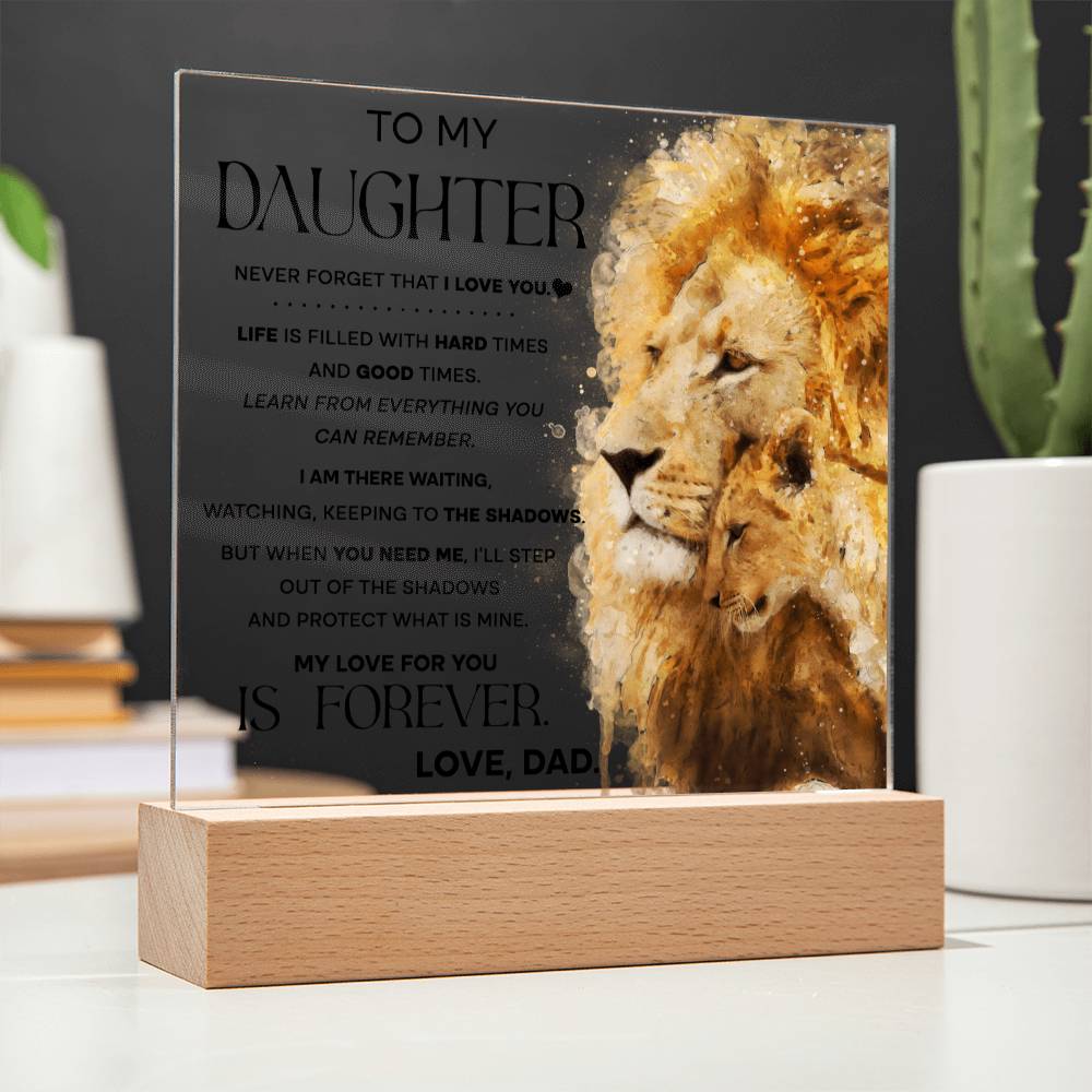 To My Daughter Gift - Acrylic Square Plaque with Available LED Night Light - Shadows