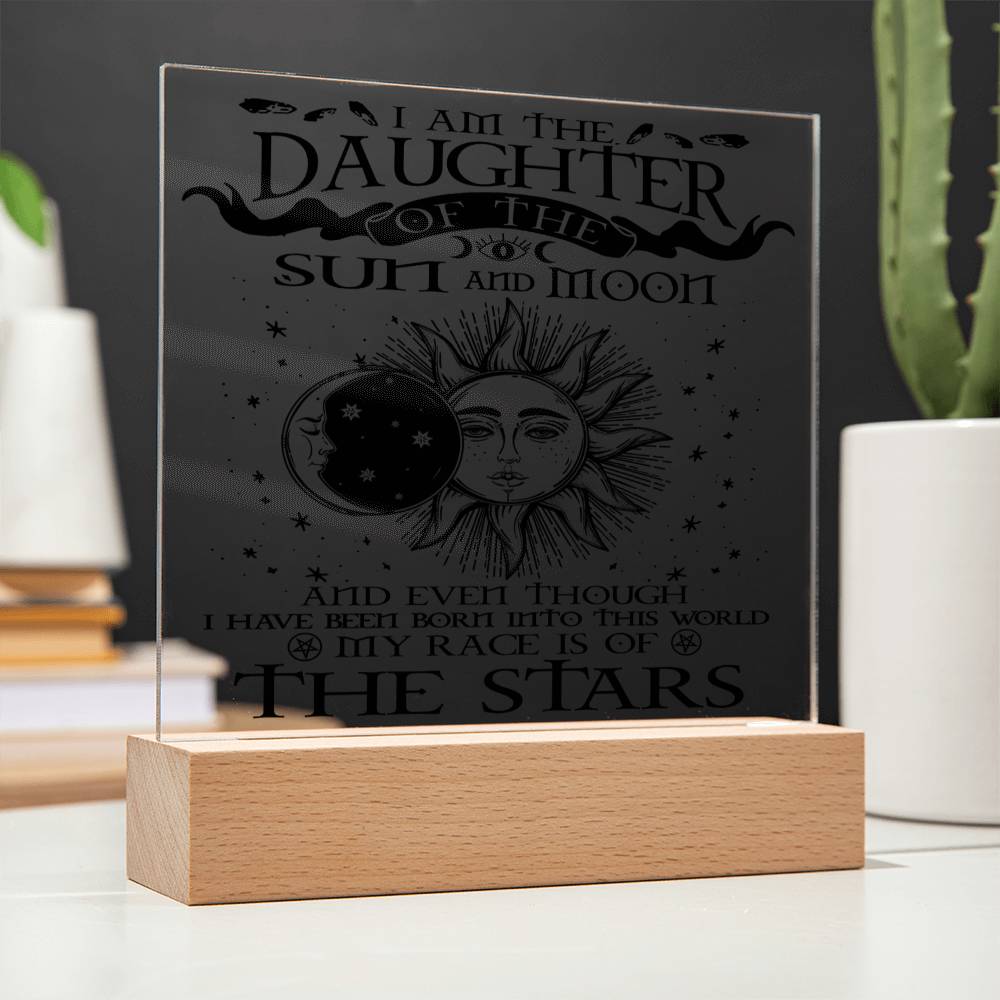 Halloween Gift For Daughter - Sun and Moon - Acrylic Square Plaque with Available LED Night Light