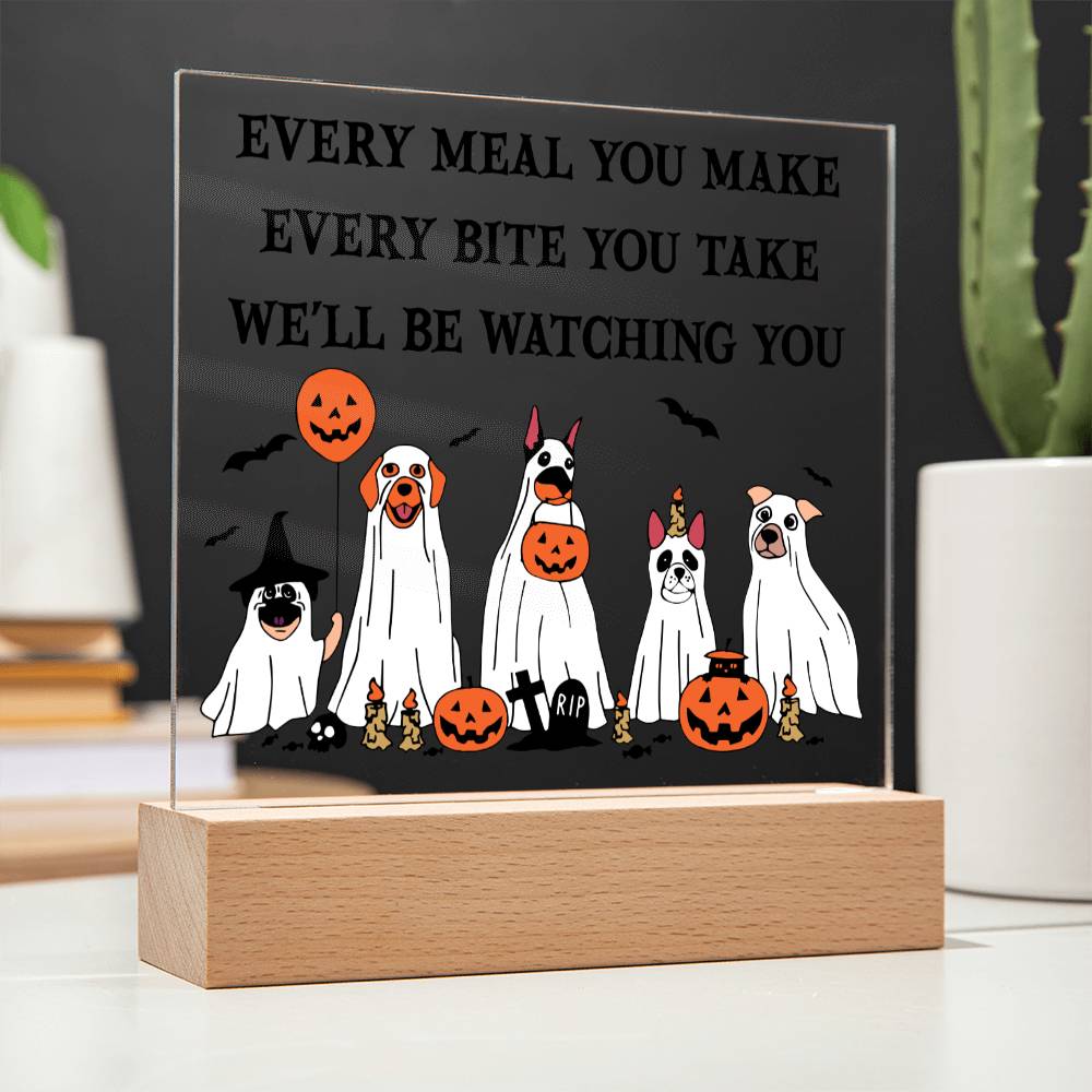 Halloween Gift - Watching You - Acrylic Square Plaque with Available Night Light