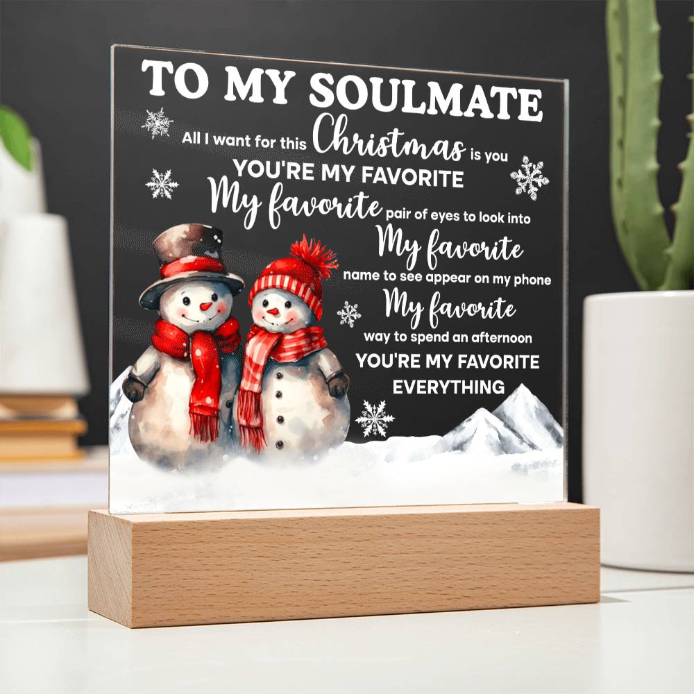 Soulmate Christmas Gift - My One and Only - Acrylic  Plaque with Available LED Night Light